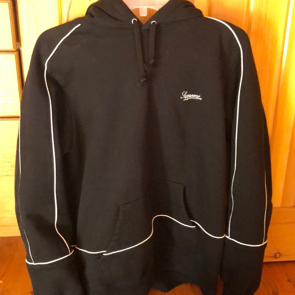 Supreme black piping hoodie